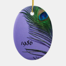 Pastel Purple Peacock Feather Still LIfe Ornament