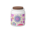 Pastel Rainbow Flower Pattern Candy Jar