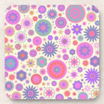 Pastel Rainbow Flower Pattern Coaster