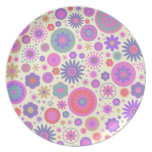 Pastel Rainbow Flower Pattern Party Plate