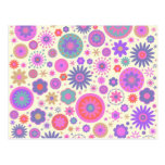 Pastel Rainbow Flower Pattern Post Card