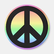 Pastel Rainbow Peace Sign Fridge Magnet