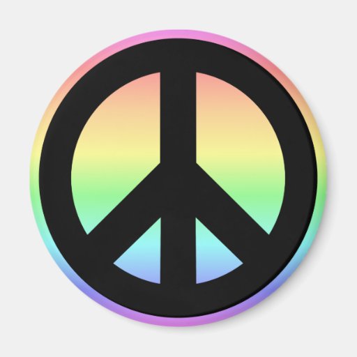 Pastel Rainbow Peace Sign Fridge Magnet