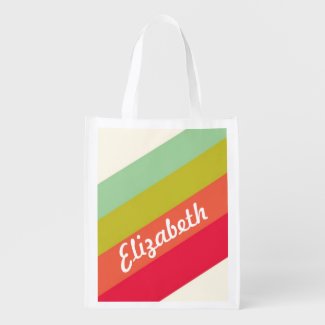 Pastel Rainbow Personalized Name Market Totes