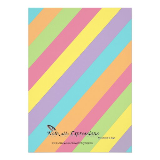 Pastel Rainbow Stripe Diaper Pin Baby Shower Custom Announcement