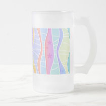 PASTEL RAINBOW STRIPES FROSTED STEIN or MUG mugs