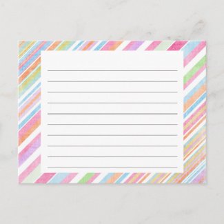 Pastel Rainbow Stripes Recipe Card