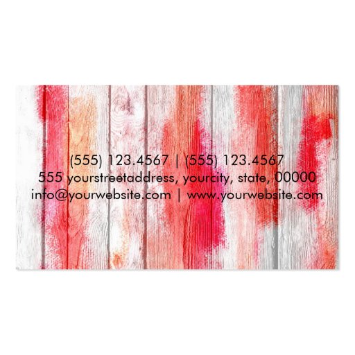 Pastel Red on Wood #2 Business Card Templates (back side)