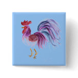 Pastel Rooster by Wendy C. Allen Pinback Buttons