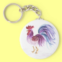 Pastel Rooster by Wendy C. Allen keychains