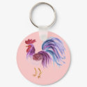 Pastel Rooster by Wendy C. Allen keychain
