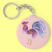 Pastel Rooster by Wendy C. Allen keychains