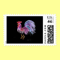Pastel Rooster by Wendy C. Allen postage