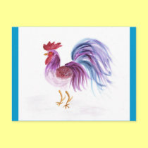 Pastel Rooster by Wendy C. Allen postcards