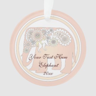 Pastel Rose Pink Paisley Elephant Cute Elegant