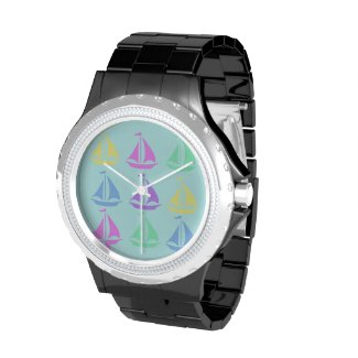 Pastel Sailboat Pattern Watch