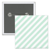 Pastel Sea Green and White Stripes. Button