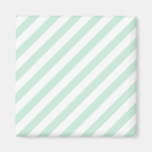 Pastel Sea Green and White Stripes. Refrigerator Magnet