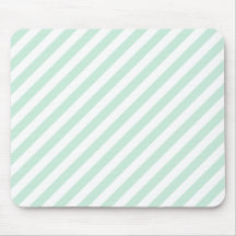 Pastel Sea Green and White Stripes. Mouse Pads