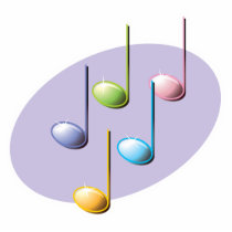 pastel shiny music notes photo sculptures