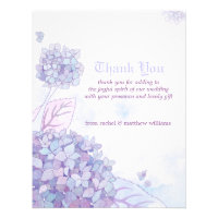 Pastel Tone Hydrangeas Wedding Thank You Flat Card Custom Invitation