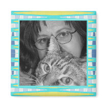 pastel turquoise yellow photo frame magnets