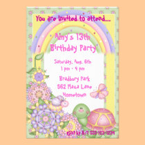 Pastel Turtle Birthday Invitations Announcements invitations