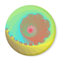 Pastel Watercolor Spiral Fractal Fridge Magnets