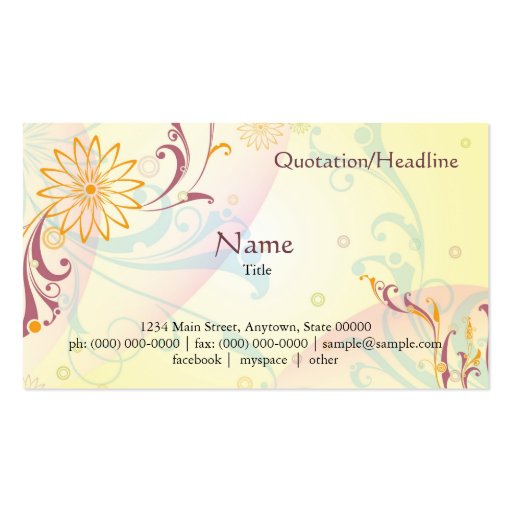 Pastel Yellow Floral Card Business Card Templates
