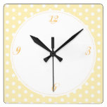 Pastel Yellow Polka Dot Wall Clocks