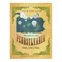Pastel Yellow  Save The Date-Map With Lovely Birds Post Card