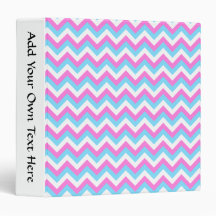Pastel Zig Zag Stripes. 3 Ring Binder