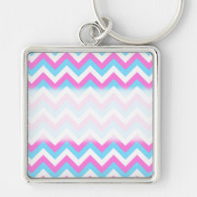 Pastel Zig Zag Stripes. Key Chain