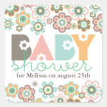 Pastels Daisies Flowers Blooms Baby Shower Gift Ta Square Sticker