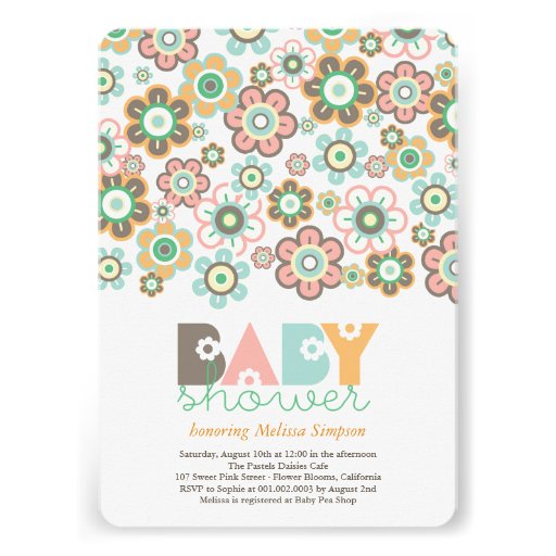 Pastels Daisies Flowers Blooms Baby Shower Invite
