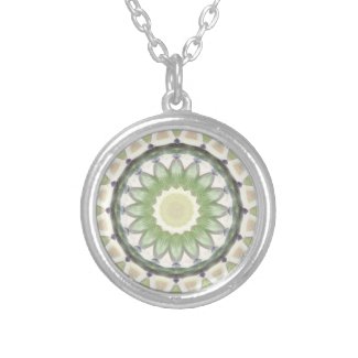 Pastels in Watercolor Mandala Pattern Round Pendant Necklace
