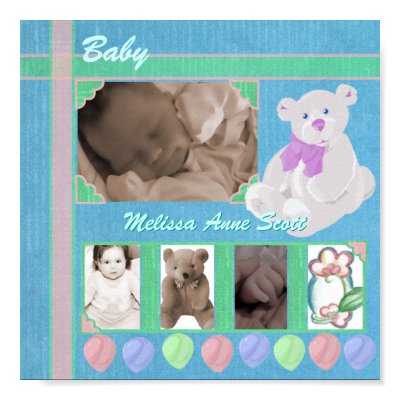 Pastels Teddy Bear Scrap Book Page Print by Customizables