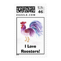Pastle Rooster by Wendy C. Allen, I Love Roosters! postage by eelkat Pastle Rooster by Wendy C. Allen, I Love Roosters! postage