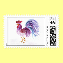 Pastle Rooster by Wendy C. Allen postage