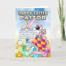 Pastor Easter Card - Easter Bunny Flowers Card
