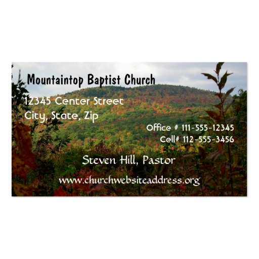 Pastor's Business Card (front side)