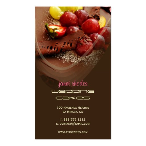 Pastry chef, bakers business cards (back side)