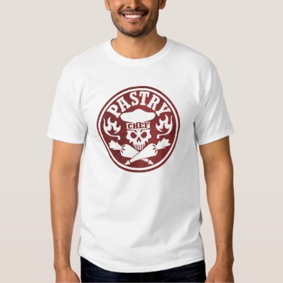 Pastry Chef Skull and Crossed Pastry Bags Red T Shirt