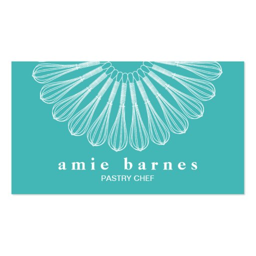 Pastry Chef Whisk Turquoise Blue Bakers Business Cards (front side)