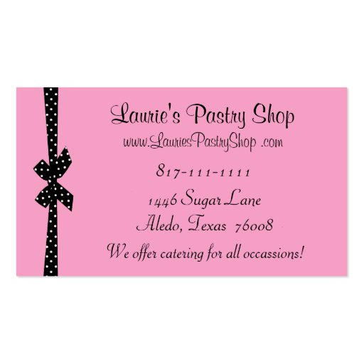 Pastry Diva Business Cards (back side)