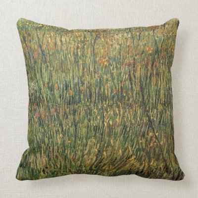 Pasture in Bloom by Vincent van Gogh Throw Pillow Mojo_throwpillow