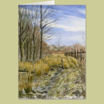 "Pasture Lane in Early March" watercolor cards