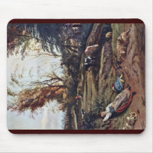 Pasture With Two Sleeping Shepherdesses By Siberec Mousepad