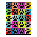 pata del perro coloreada tarjetas postales