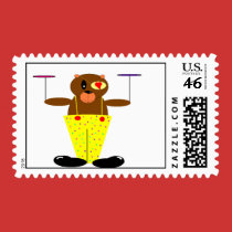 Patch the clown Bear postage